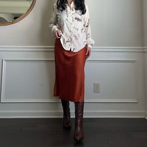 70s vintage Cos Cob ivory & brown floral button up blouse 🏹🏹